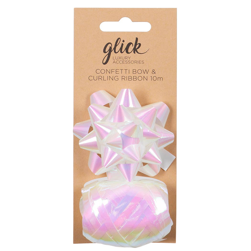 BOW & CURLING RIBBON MULTIPACK - IRRIDESCENT WHITE