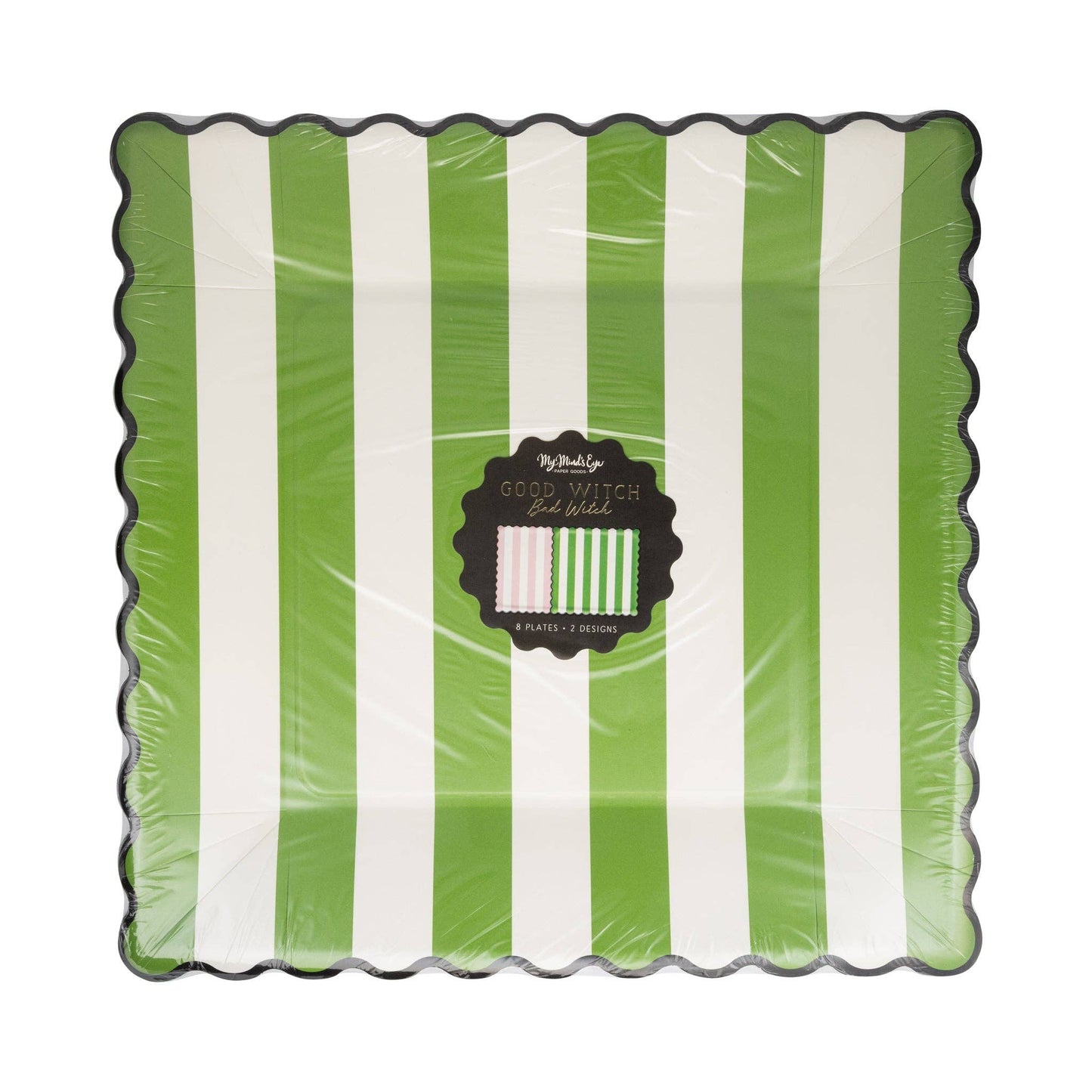 Green Stripe Pink Stripe 11" Plate Set