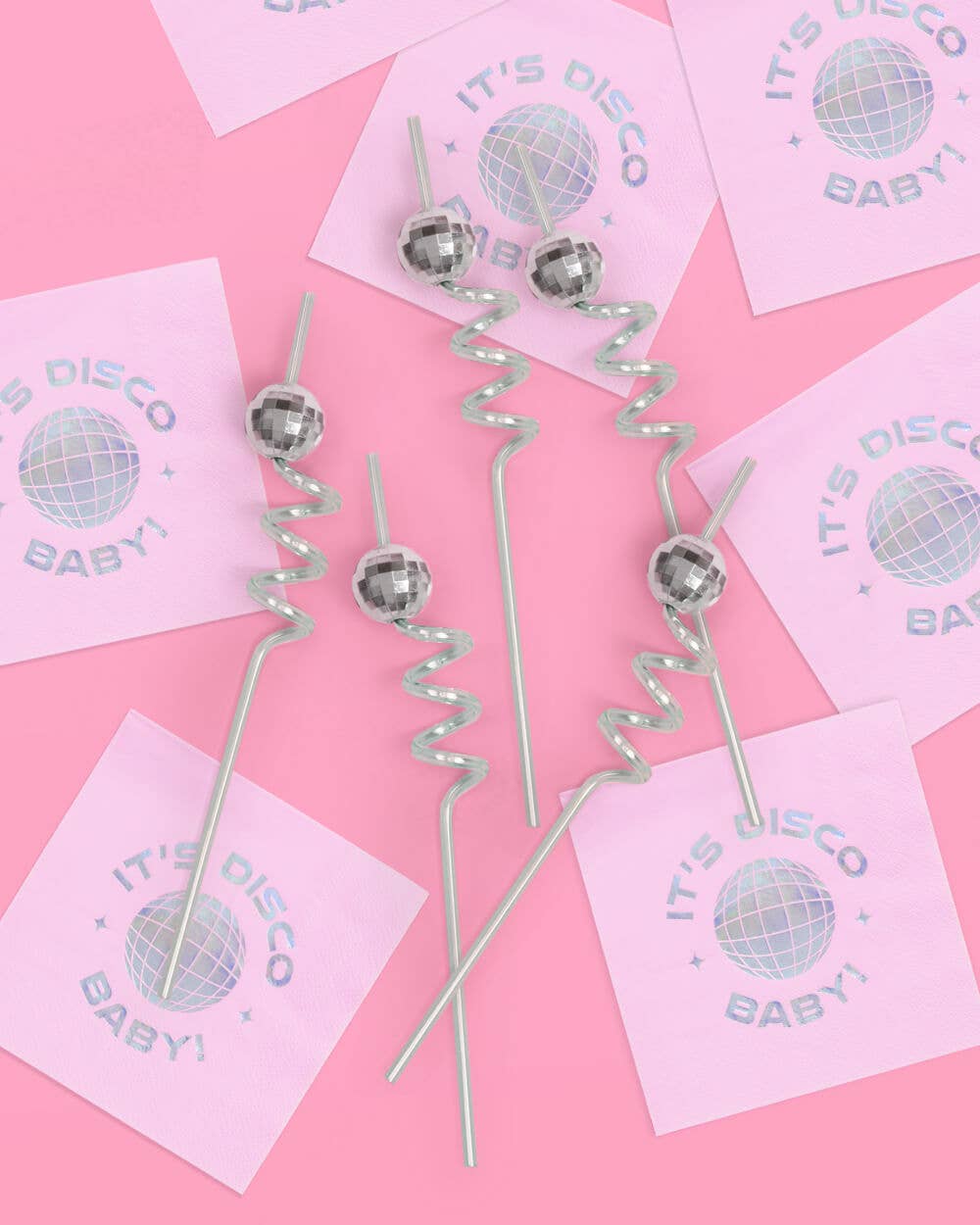 Reusable Disco Party Swirly Straws