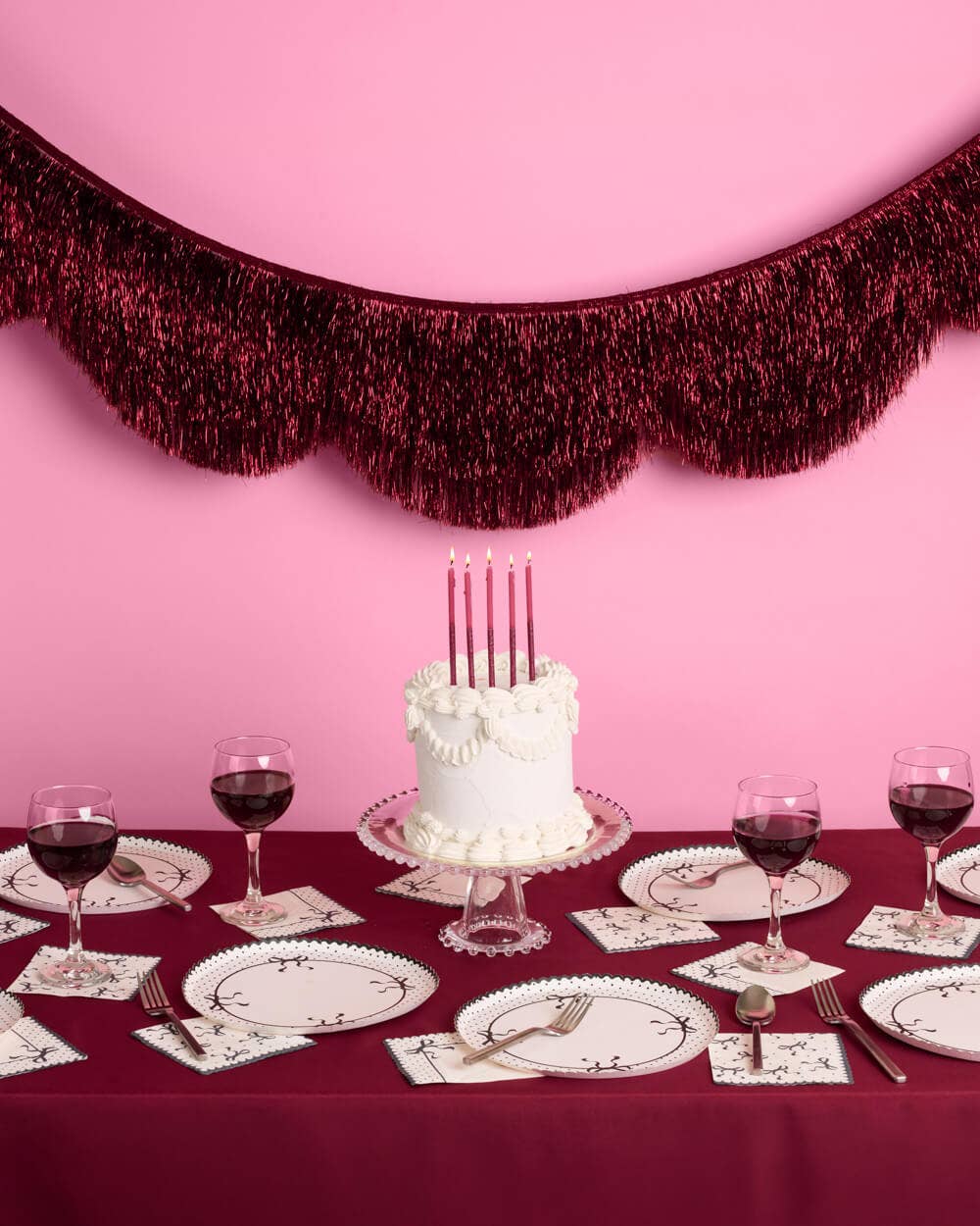 Burgundy Fringe Banner