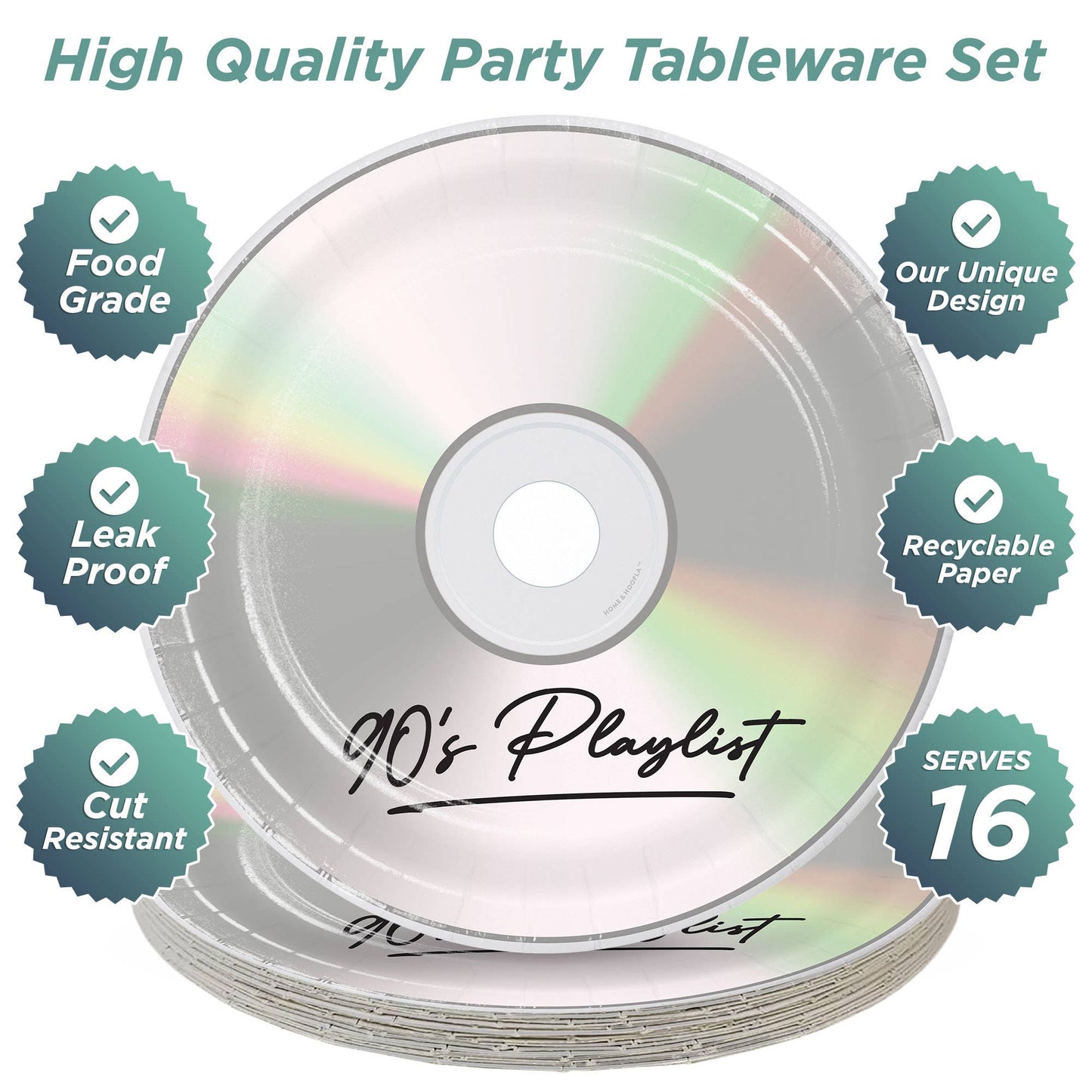 90's Theme CD Party Dinner Plate (16ct)