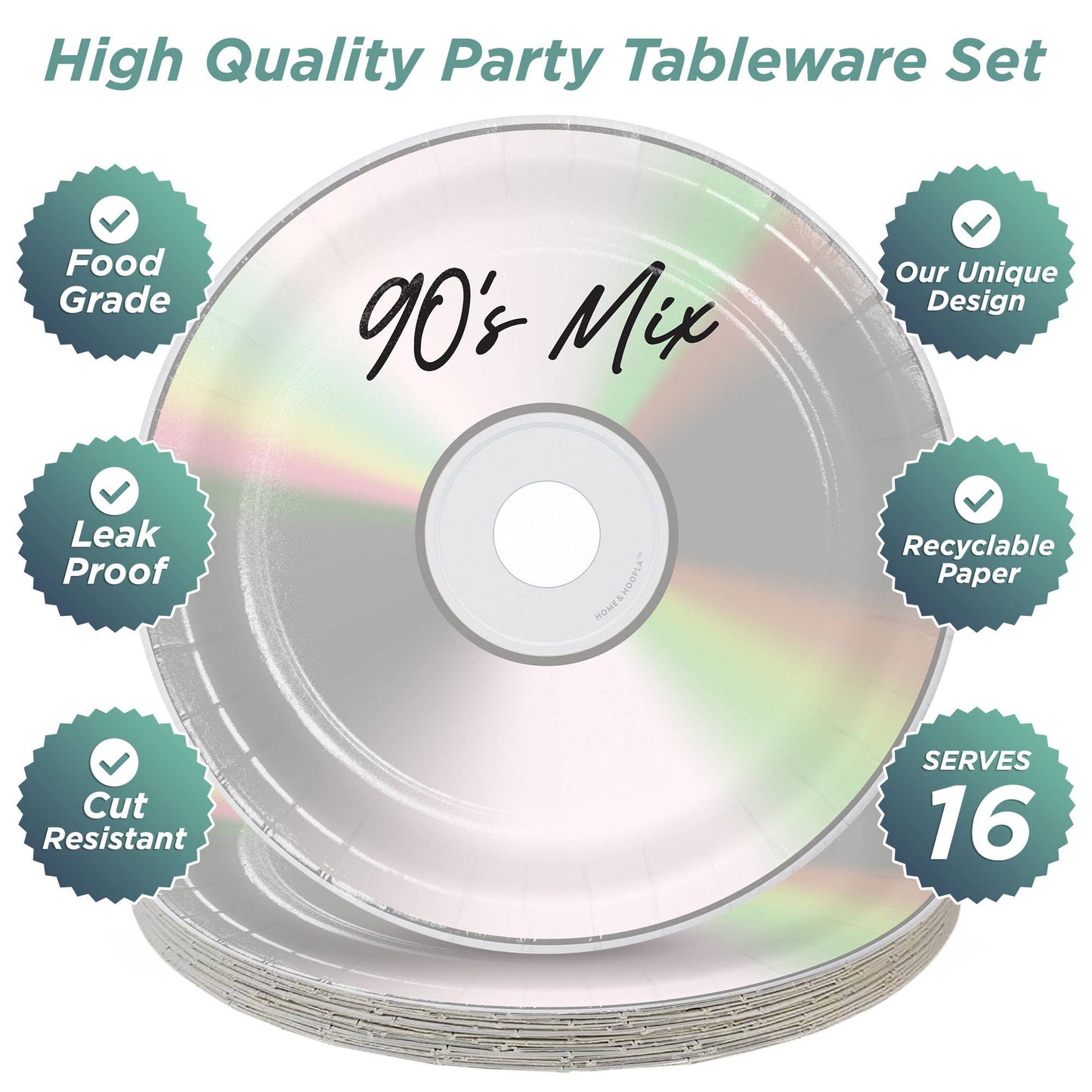 90's Mix CD Plates - Dessert Paper Plates (16ct)