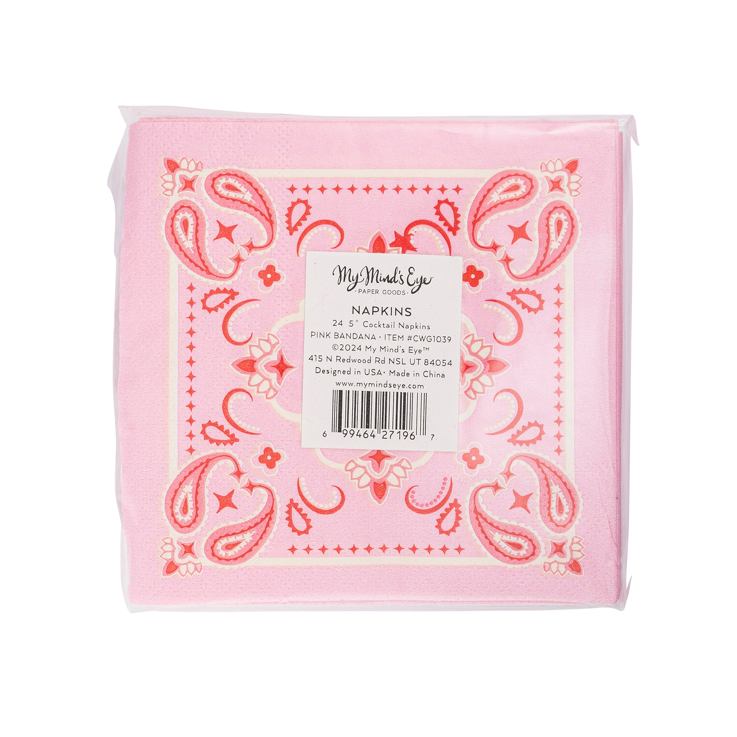 Pink Bandana Paper Cocktail Napkin