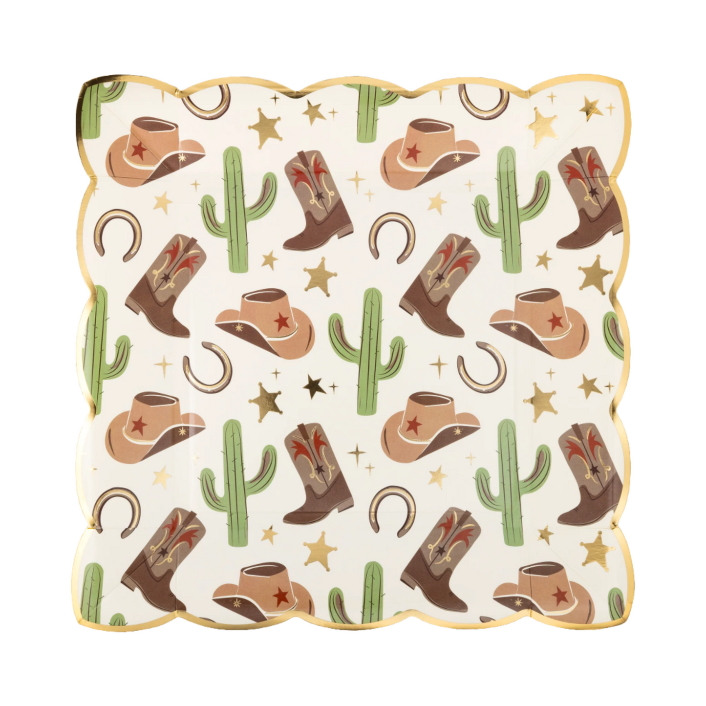 Cowboy Scattered Icons Plates