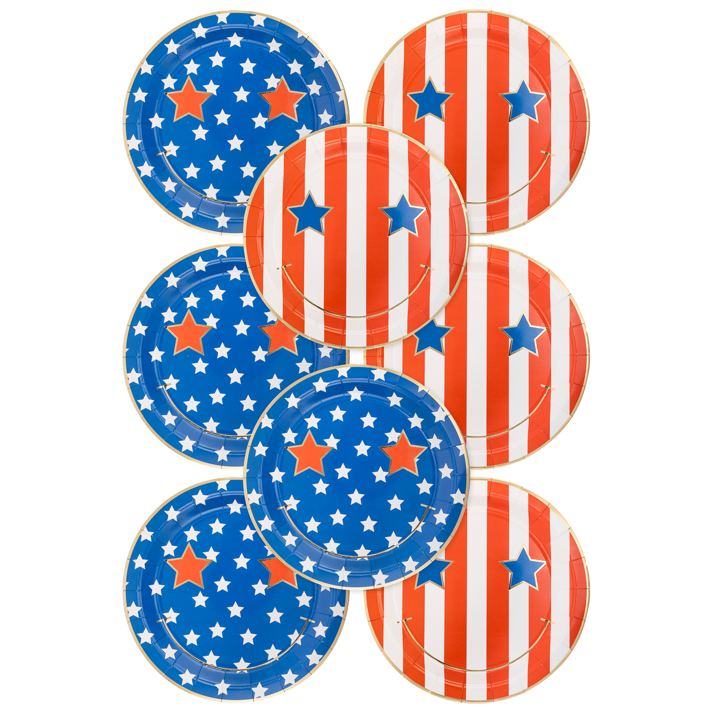 Star & Stripe Smiley Paper Plate Set