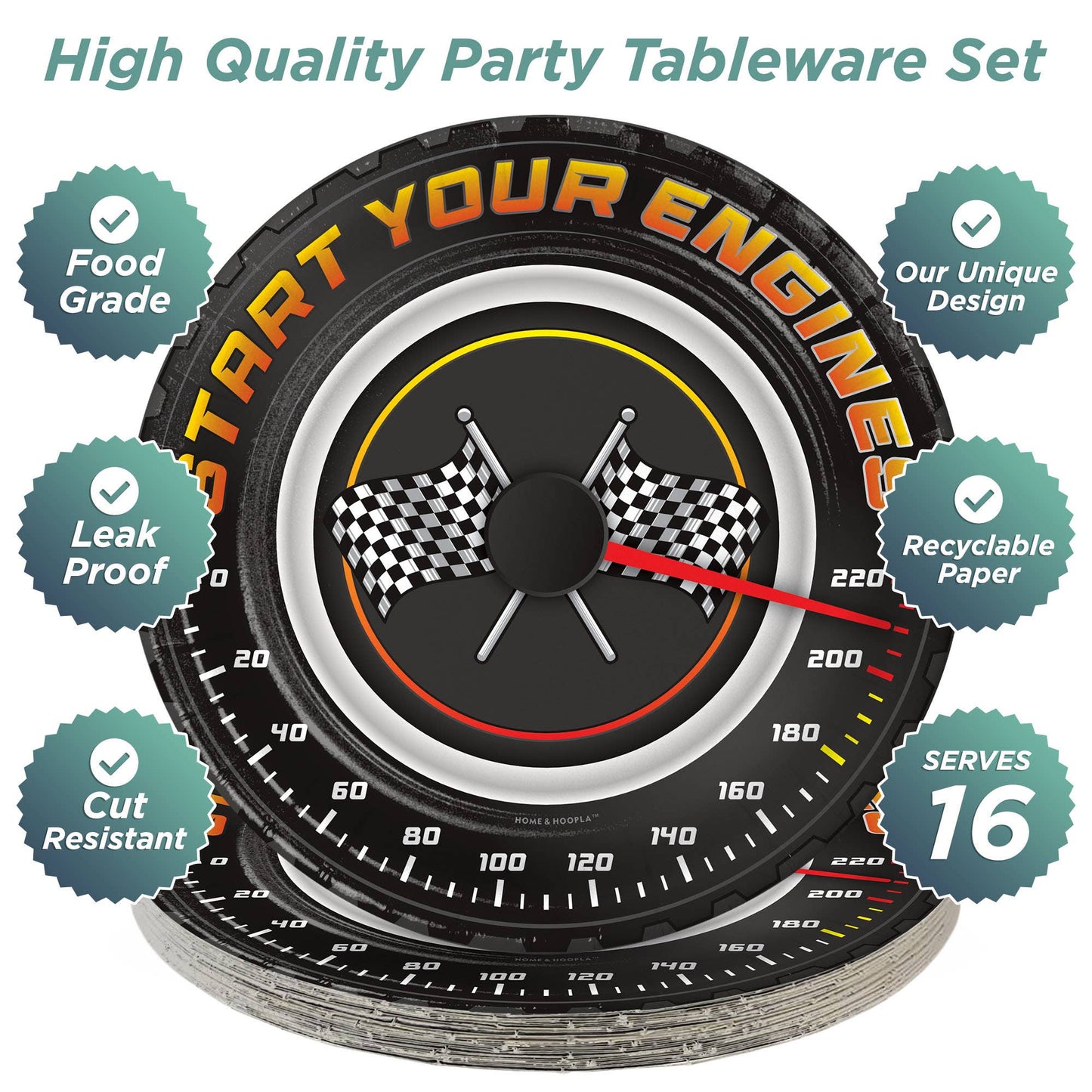 Race Dessert Paper Plates (16 Count)