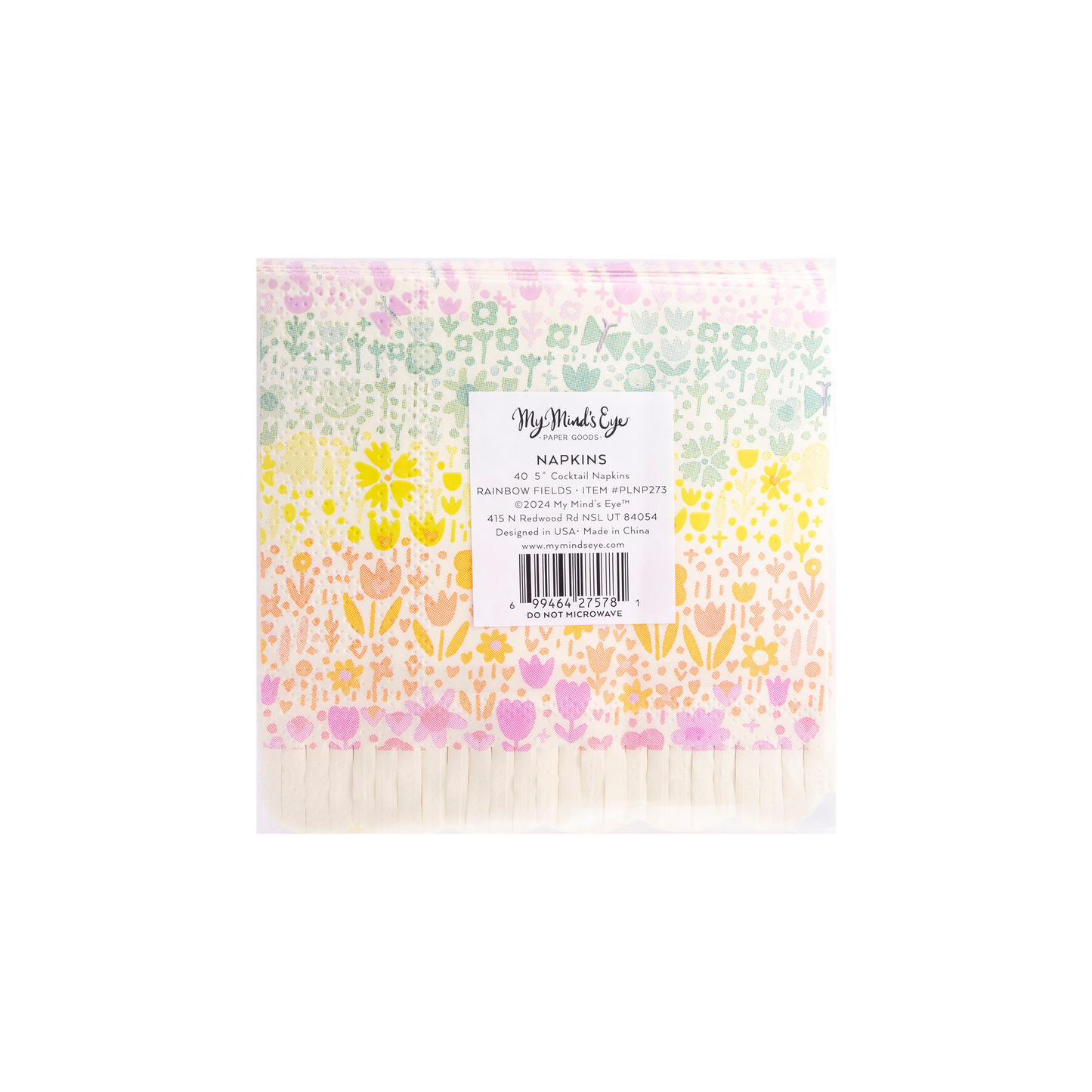 Rainbow Fields Fringe Paper Cocktail Napkin