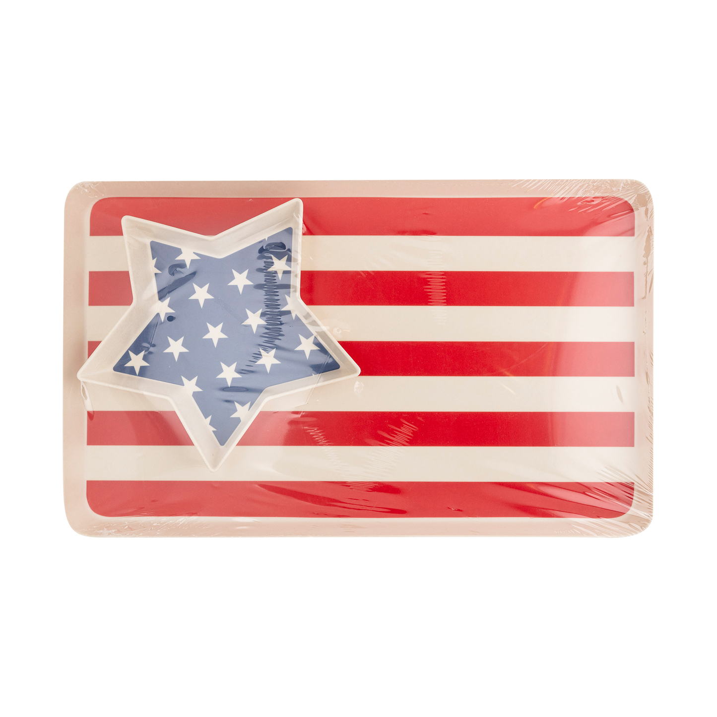 American Flag Stacked Reusable Serving Tray Set