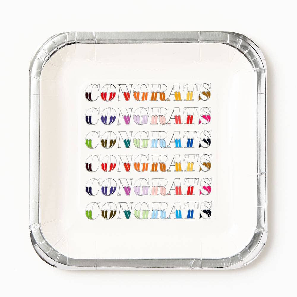 Colorful Congrats Party Large Disposable Plate