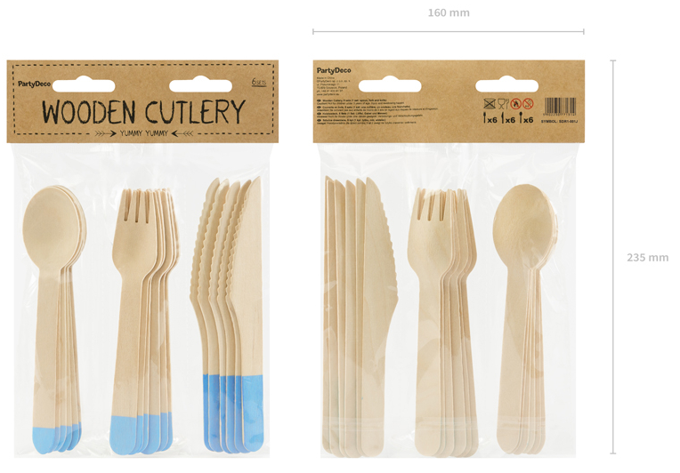 Wooden Cutlery | Light Blue
