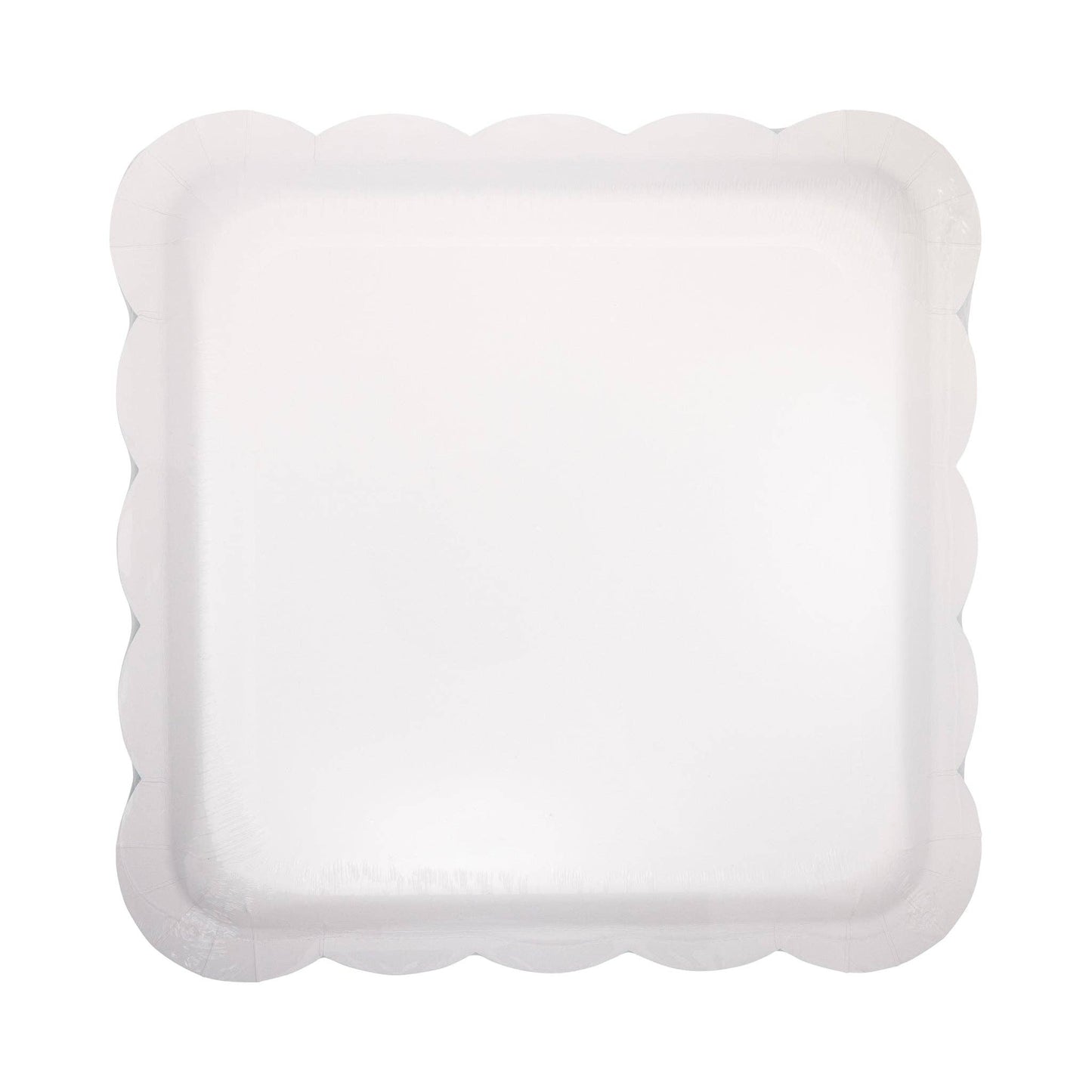 Pink and Green Gingham Scalloped Square Plate