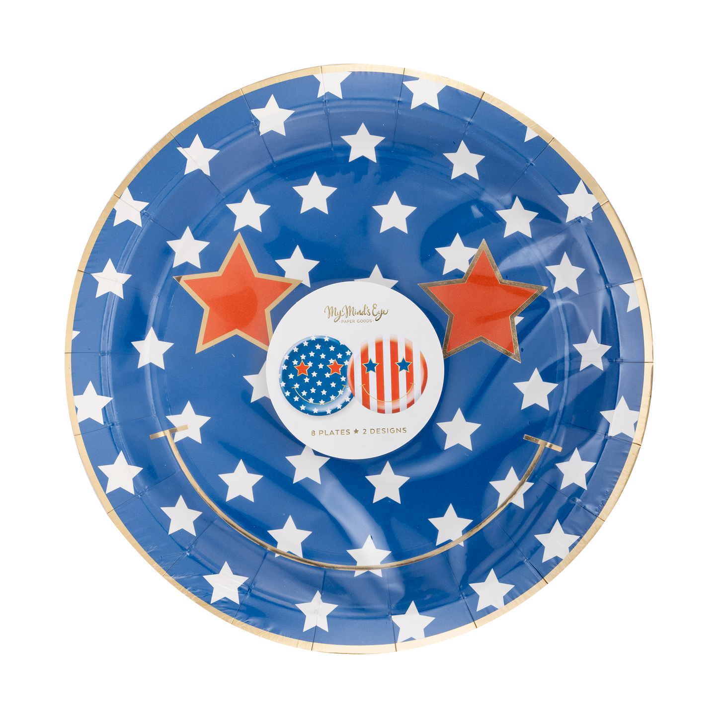 Star & Stripe Smiley Paper Plate Set