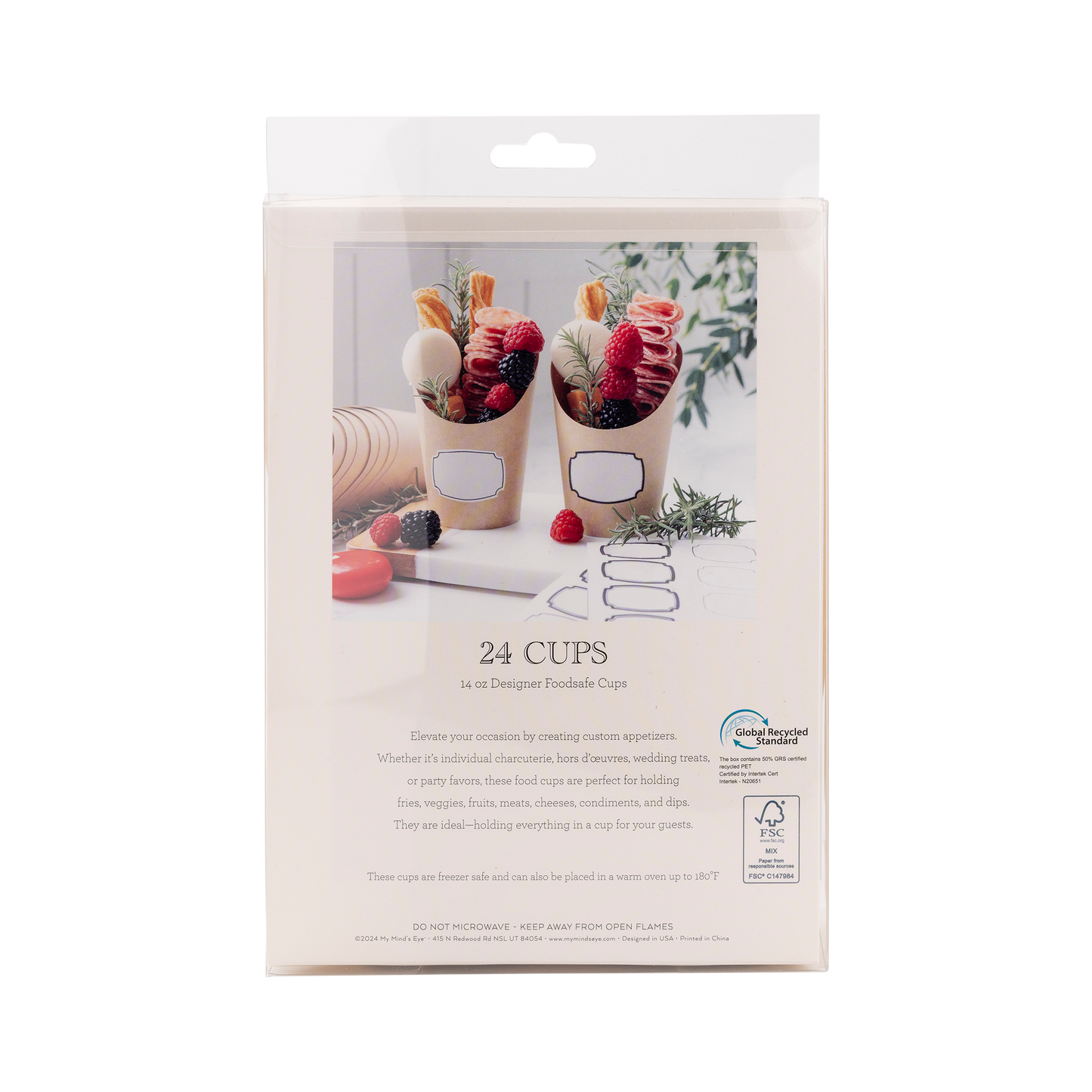 Kraft Charcuterie Cups with sticker labels (24ct)