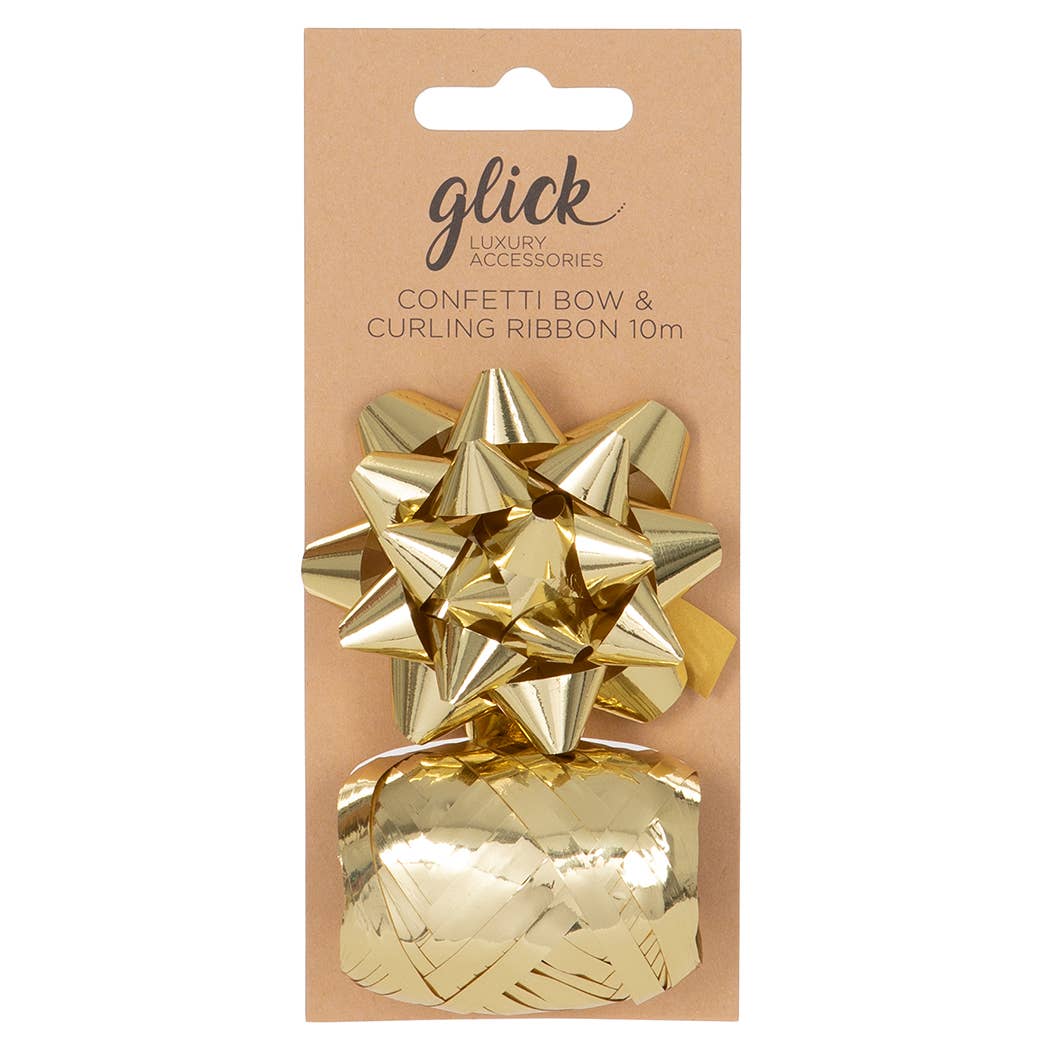 BOW & CURLING RIBBON MULTIPACK - METALLIC GOLD