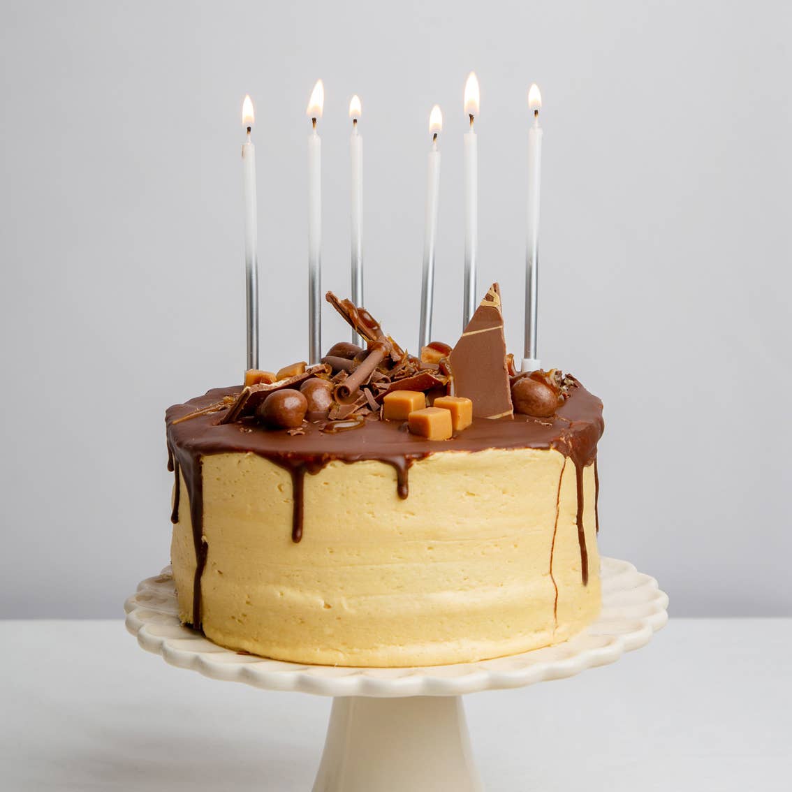 White and Silver Birthday Candles - 16 Pack