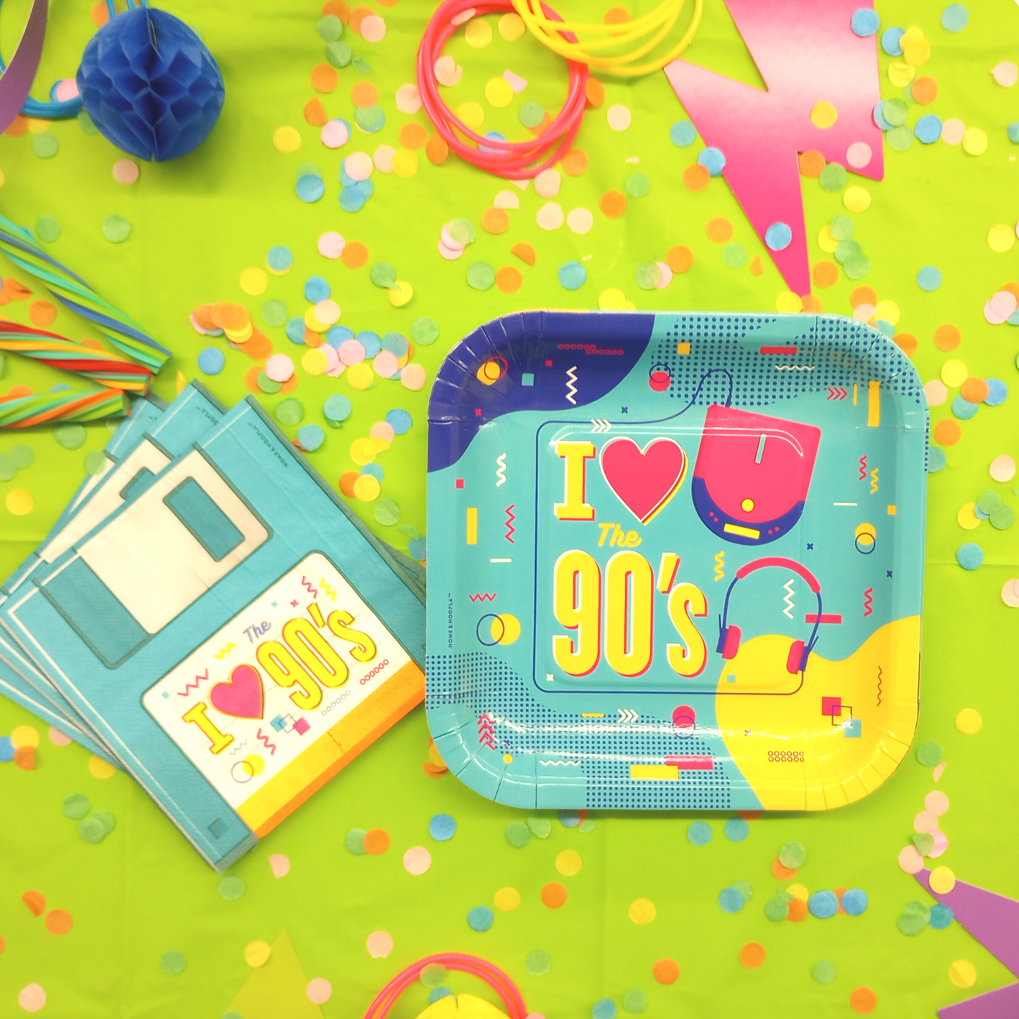 90's Theme Square Party Dessert Plate (16ct)