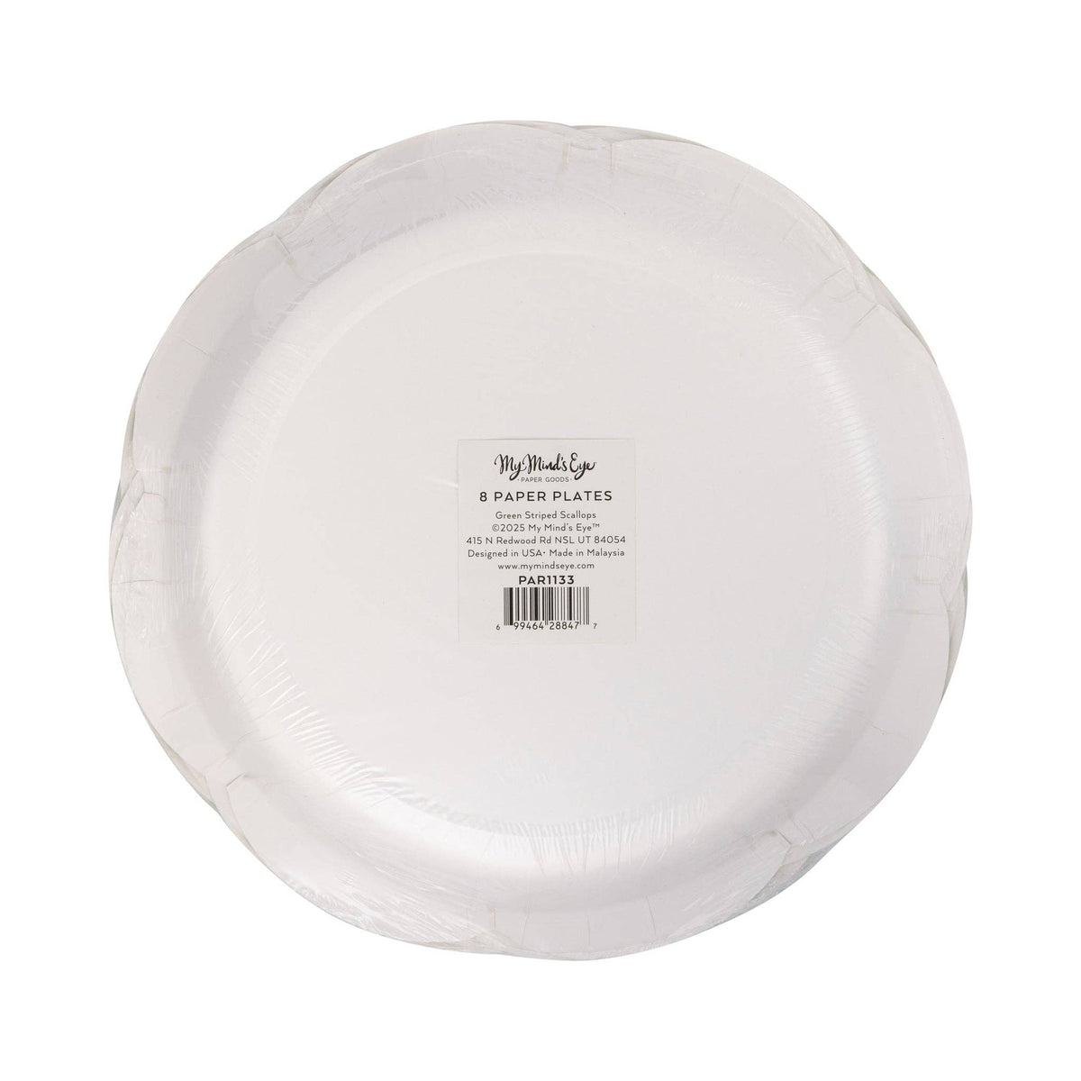 Green Striped Scallops 9" Plate