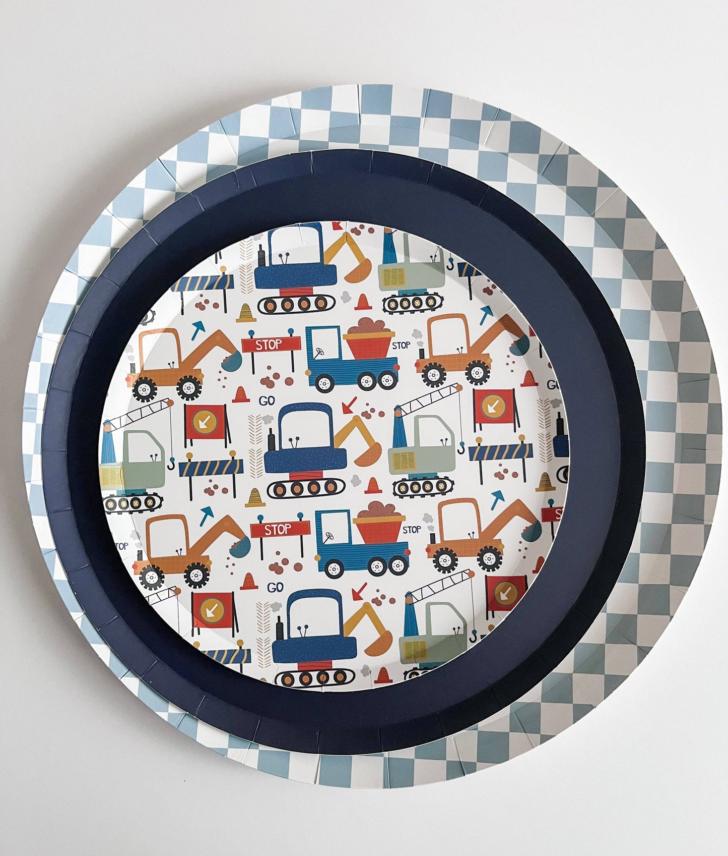 Checkered Blue Plate XL