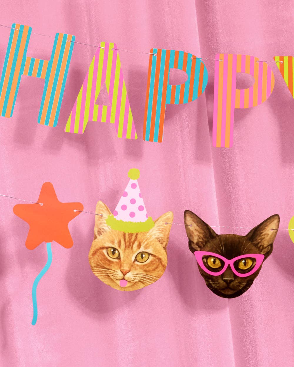 Happy Birthday Cat Party Banner