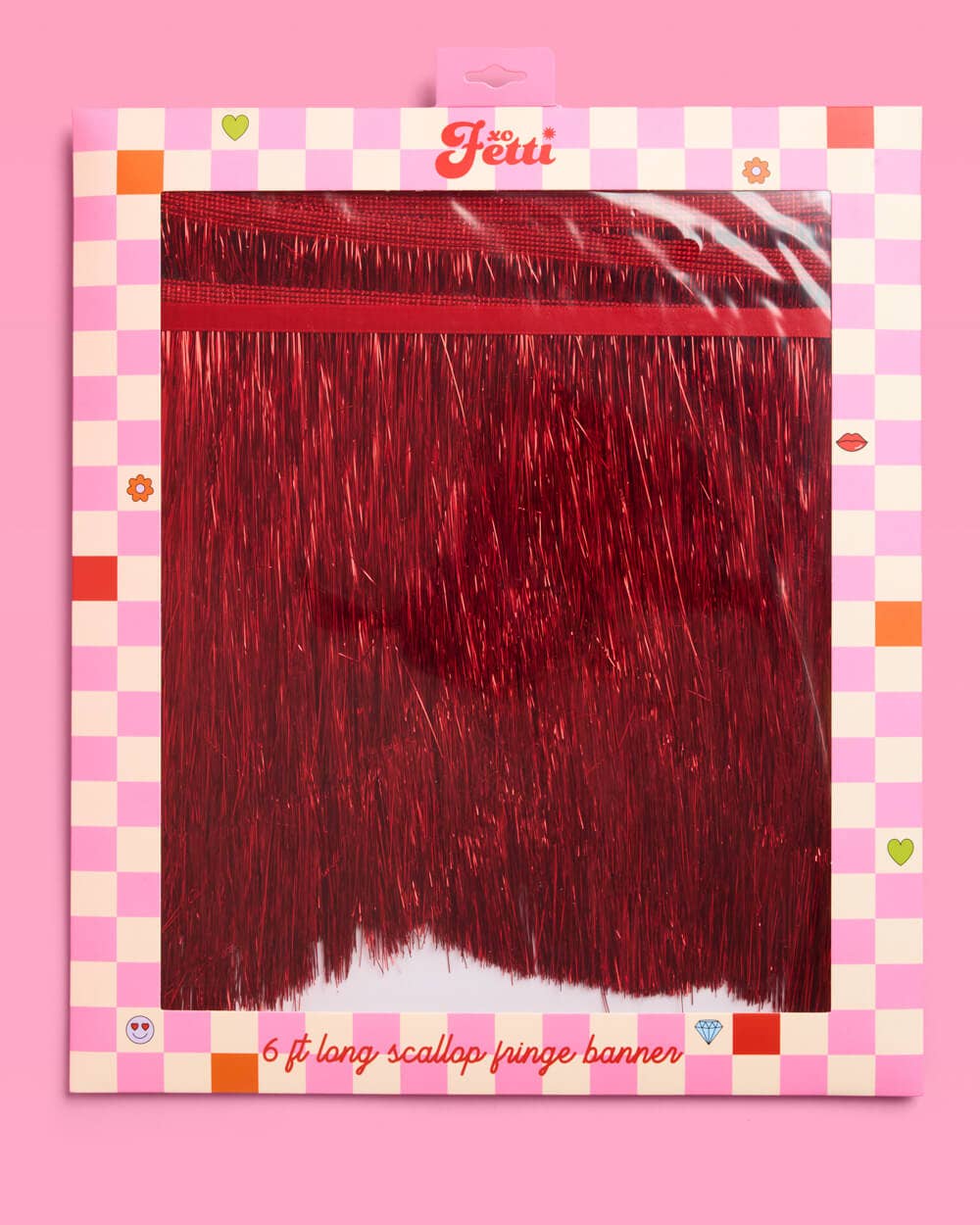 Red Scallop Fringe Banner