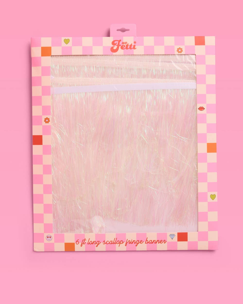 White Iridescent Scallop Fringe Banner