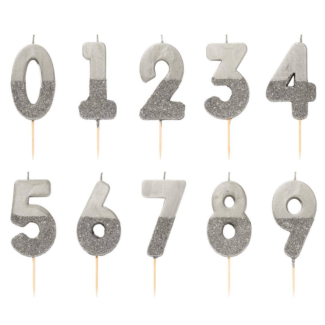 Number Candles - Silver