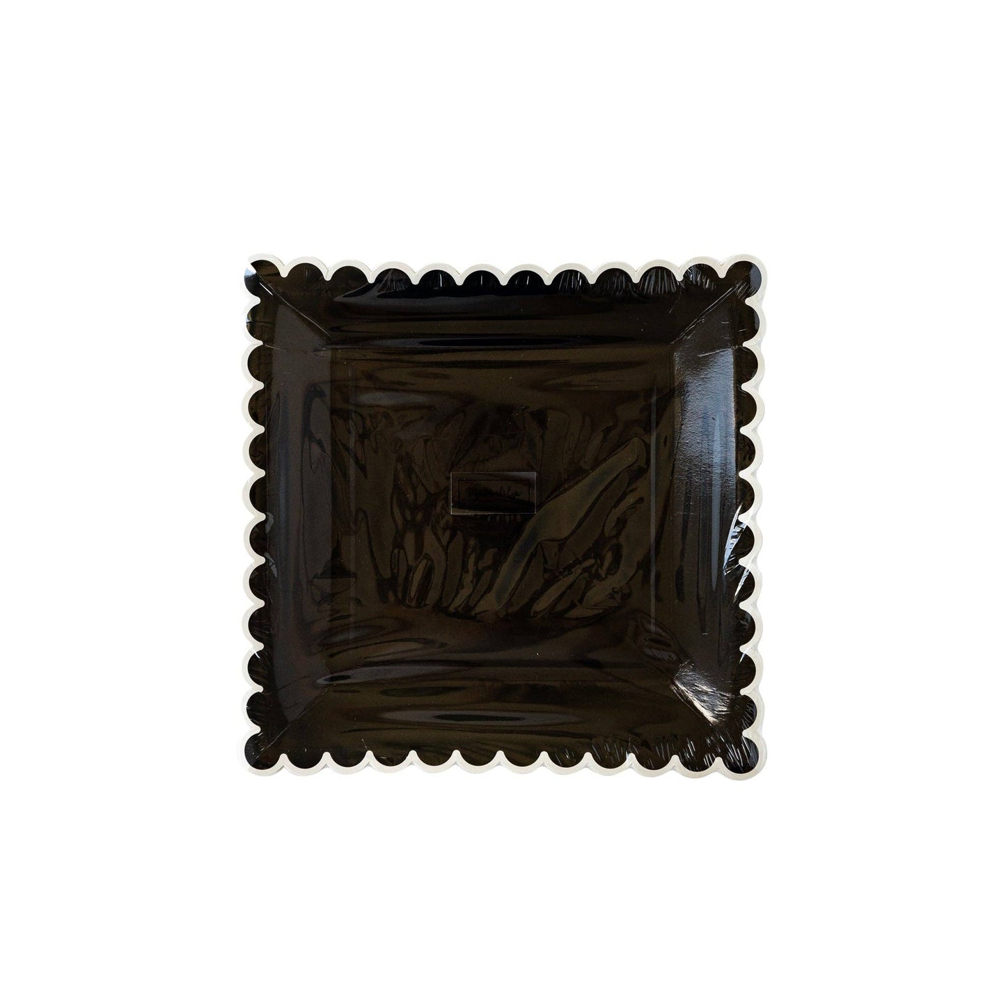 Black with White Edge Scallop Paper Plates