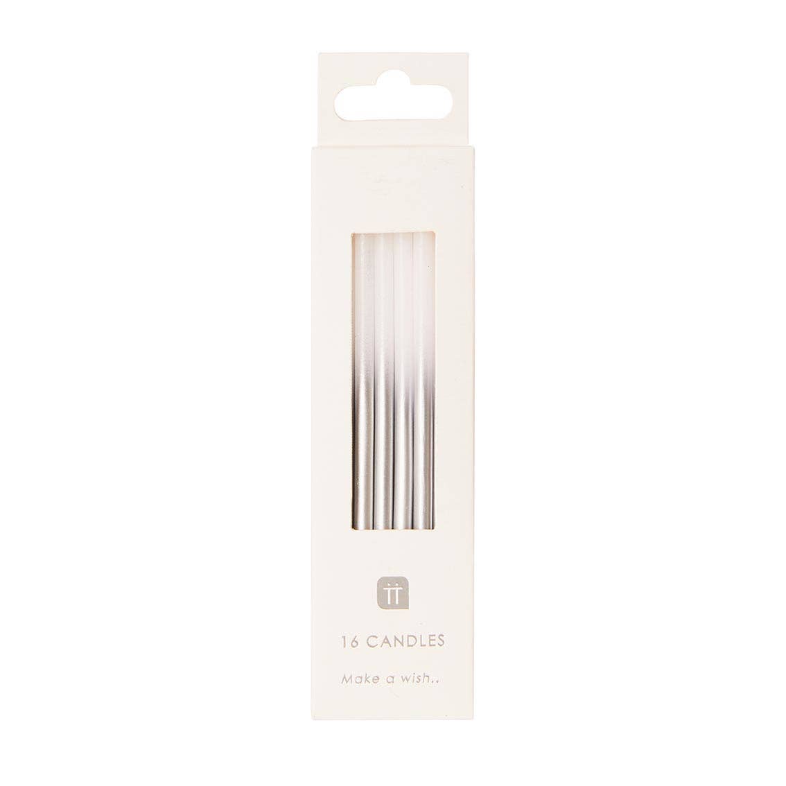 White and Silver Birthday Candles - 16 Pack