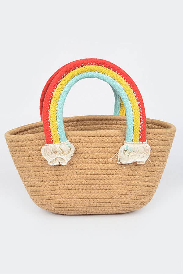 Rainbow Handle Basket Bag