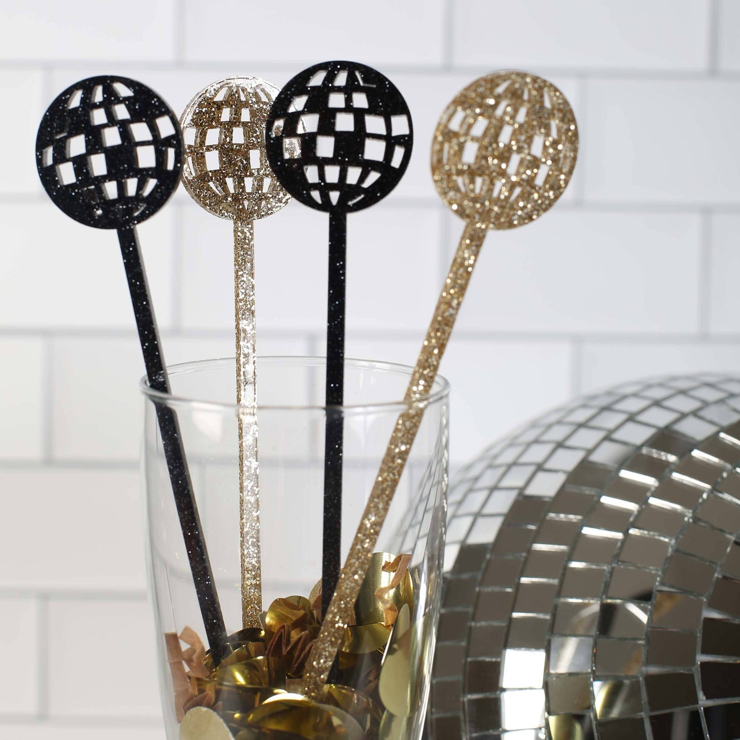 Glitter Disco Ball Swizzle Stix