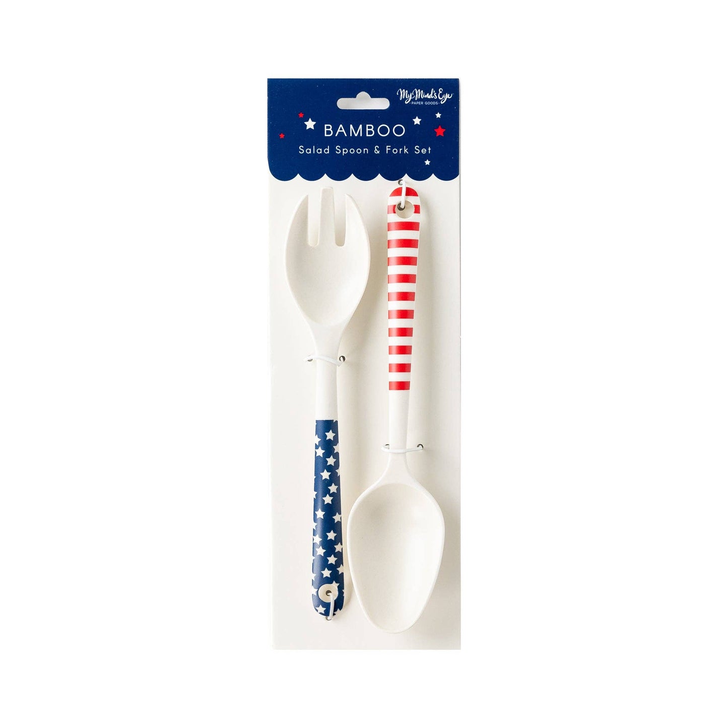 Stars and Stripes Salad Spoon and Fork- Reusable