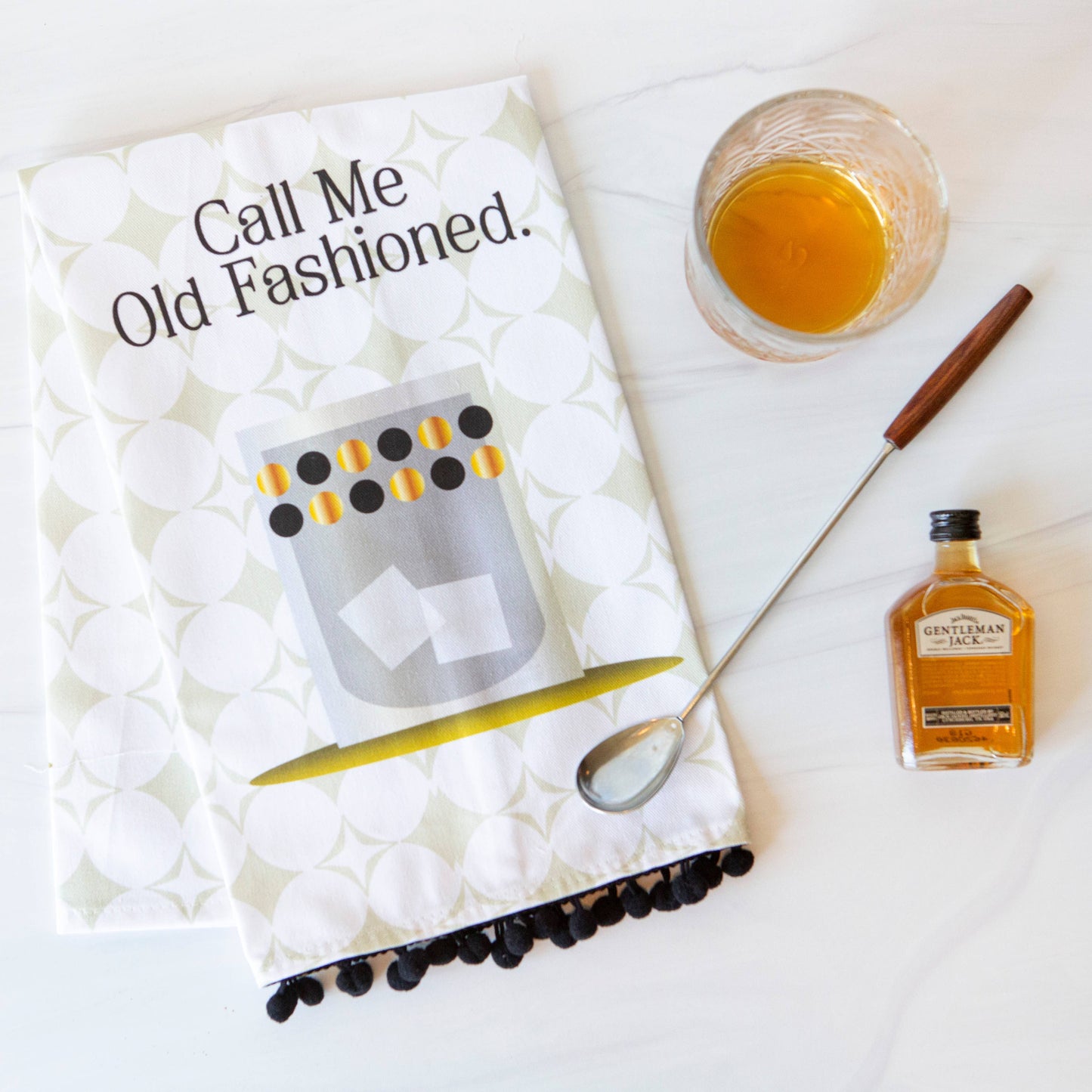Vintage Call Me Old Fashioned Bar Tea Towel