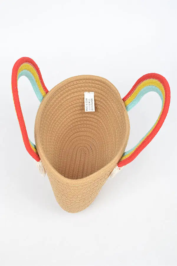 Rainbow Handle Basket Bag