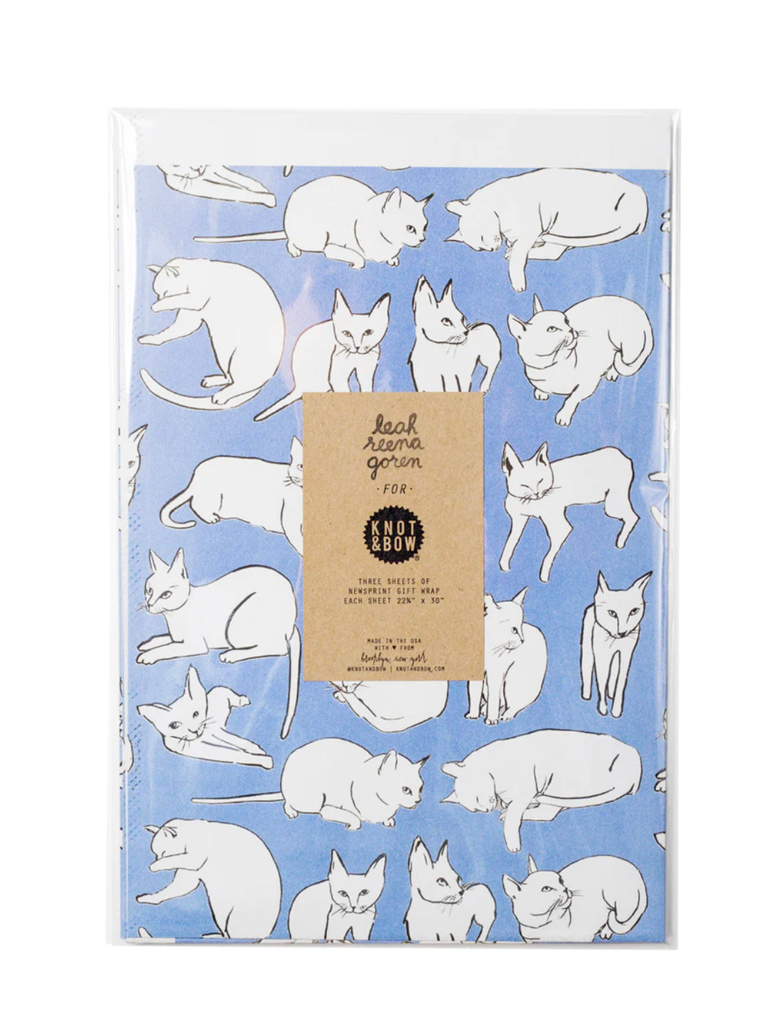 Violet Cats Newsprint Gift Wrap