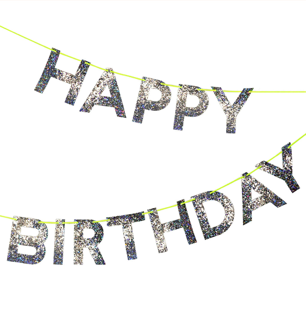 Silver Happy Birthday Banner