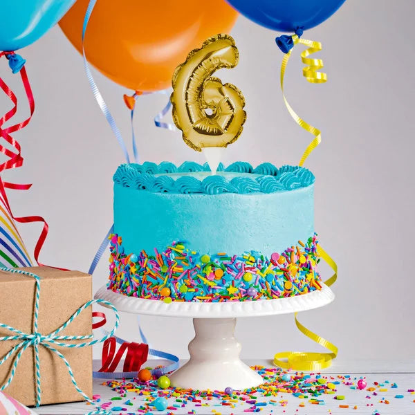 Self-Inflating Balloon Cake Topper - Gold