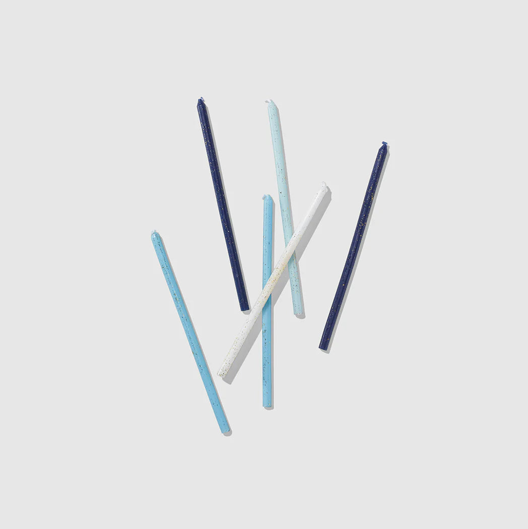 Blue Ombre Glitter Candles