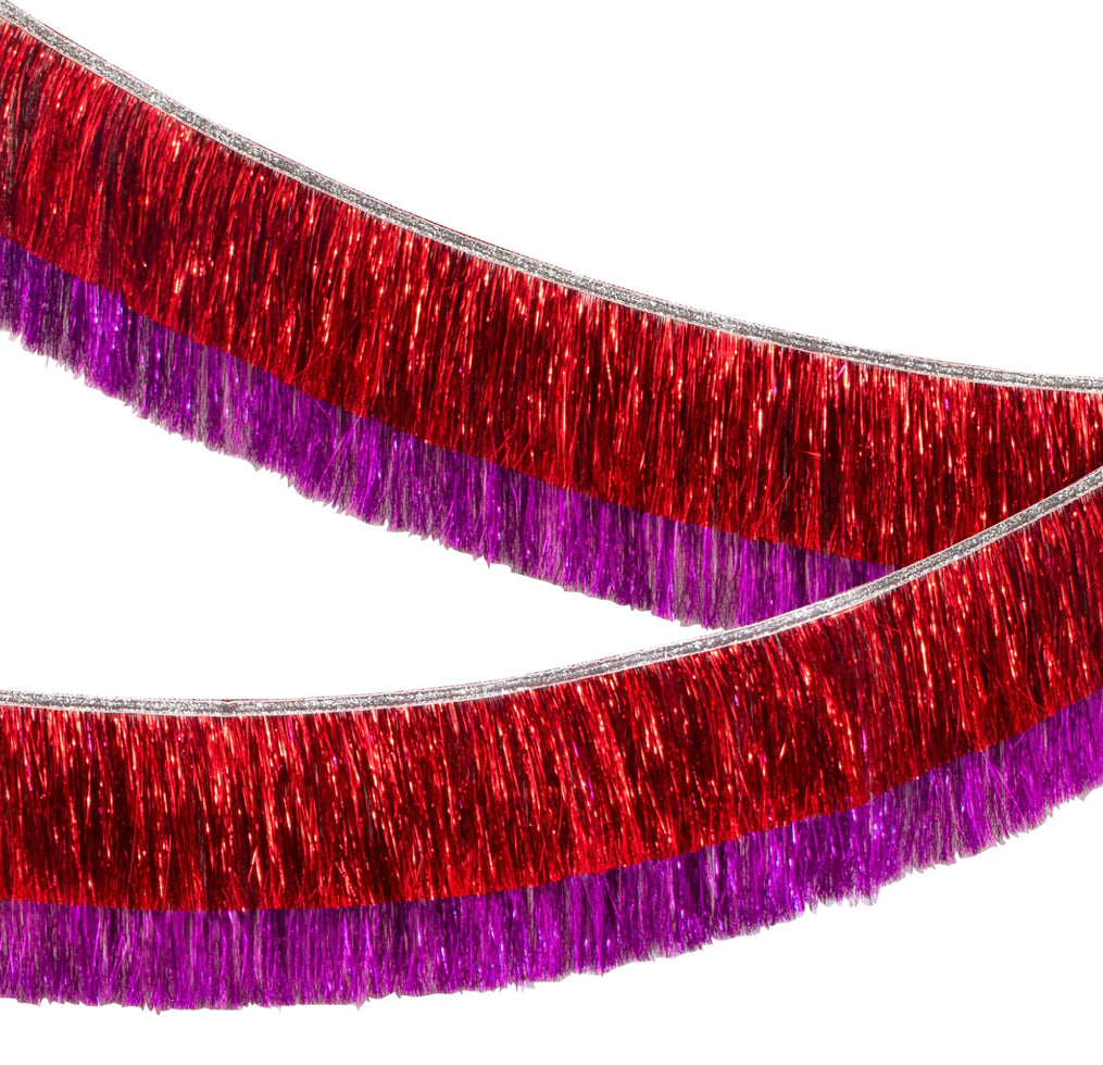 Red & Pink Tinsel Fringe Garland