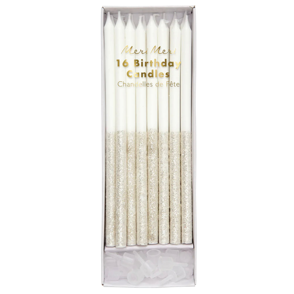 Silver Glitter Dipped Candles