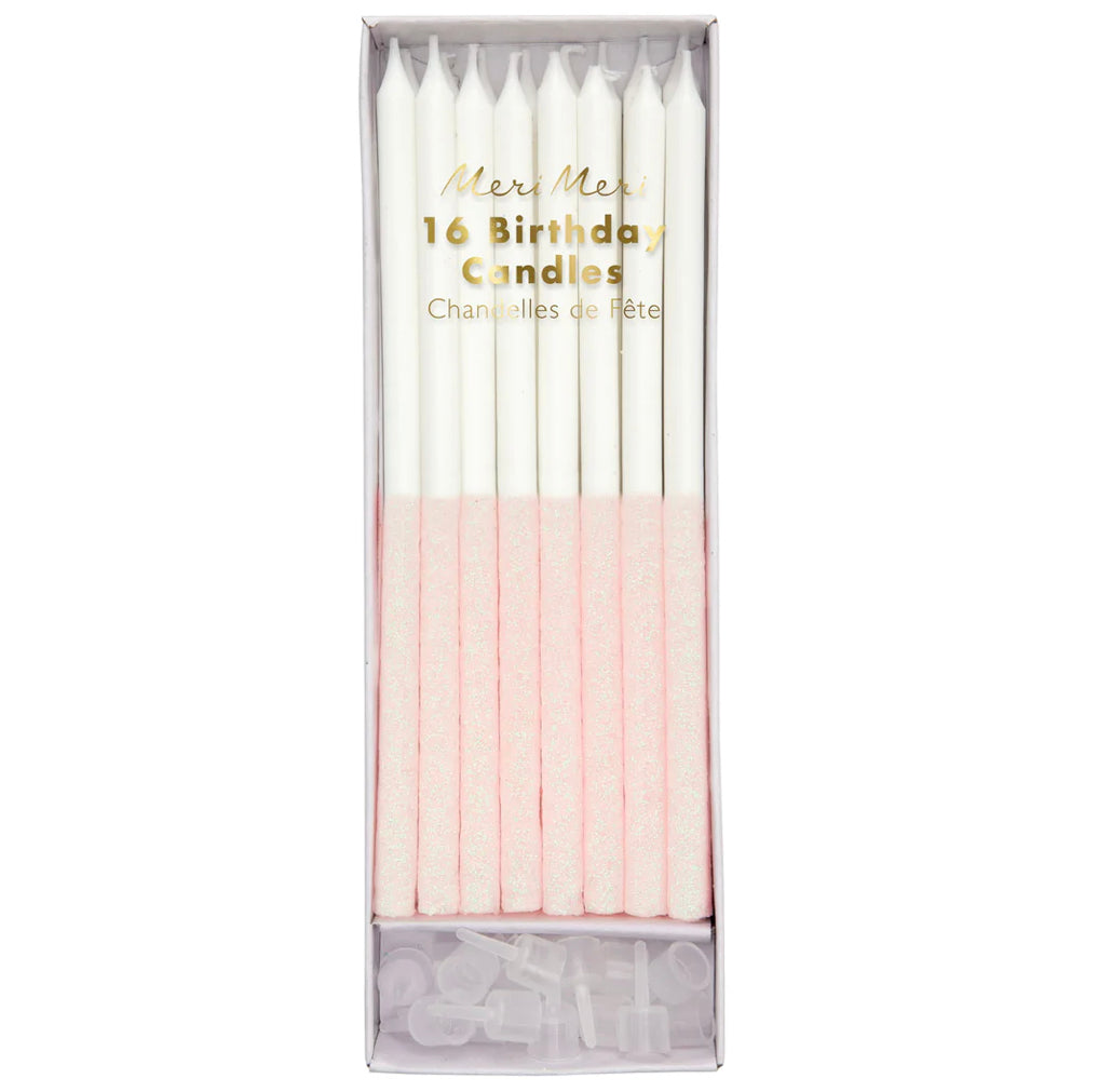Pale Pink Glitter Dipped Candles