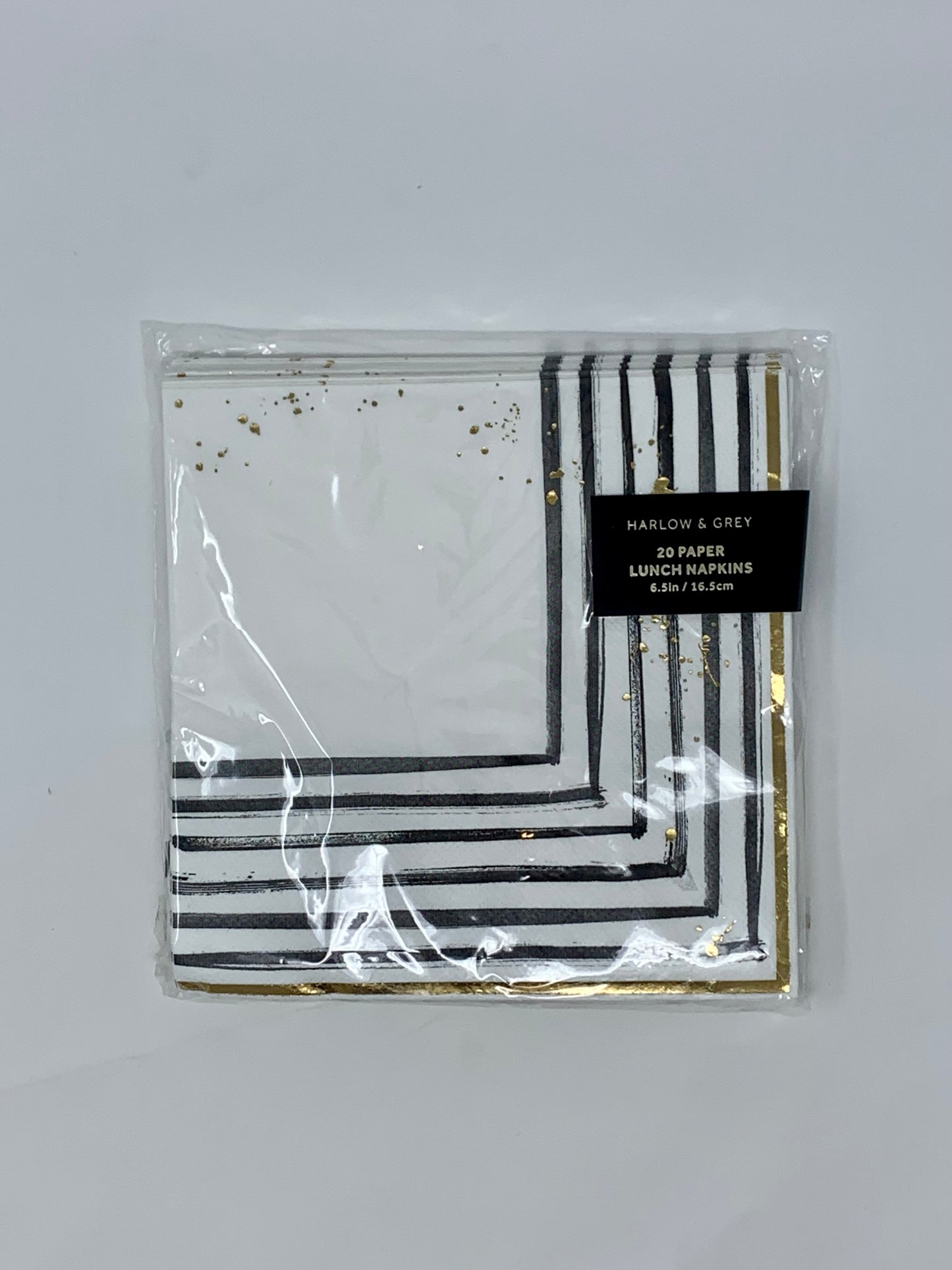 Black and Gold Rebelle Paper Napkins - Large