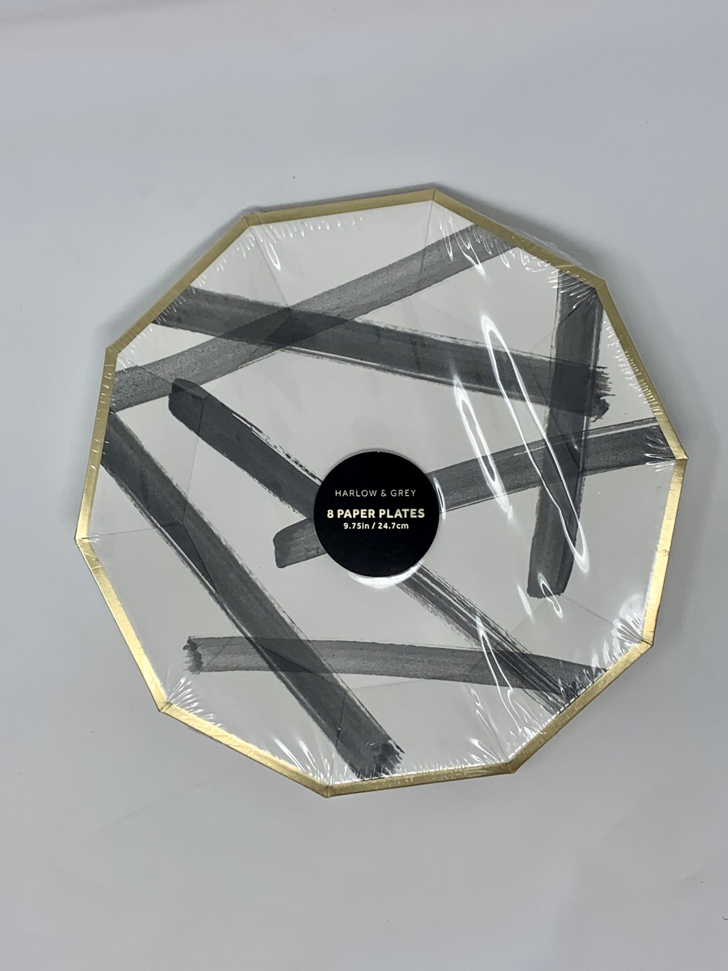 Black and Gold Rebelle Paper Plates - Large