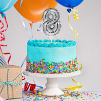 Self-Inflating Balloon Cake Topper - Silver