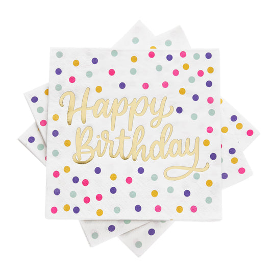 Happy Birthday Polka-Dot Paper Napkin