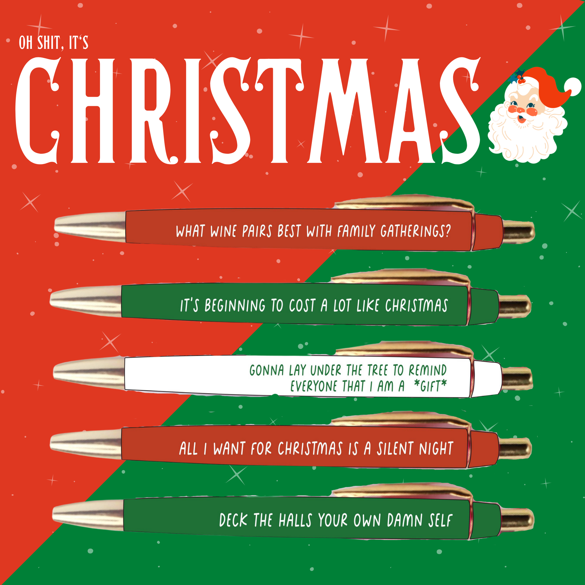 Oh Shit, It's Christmas Pen Set – Pop Balloon Bar + Party