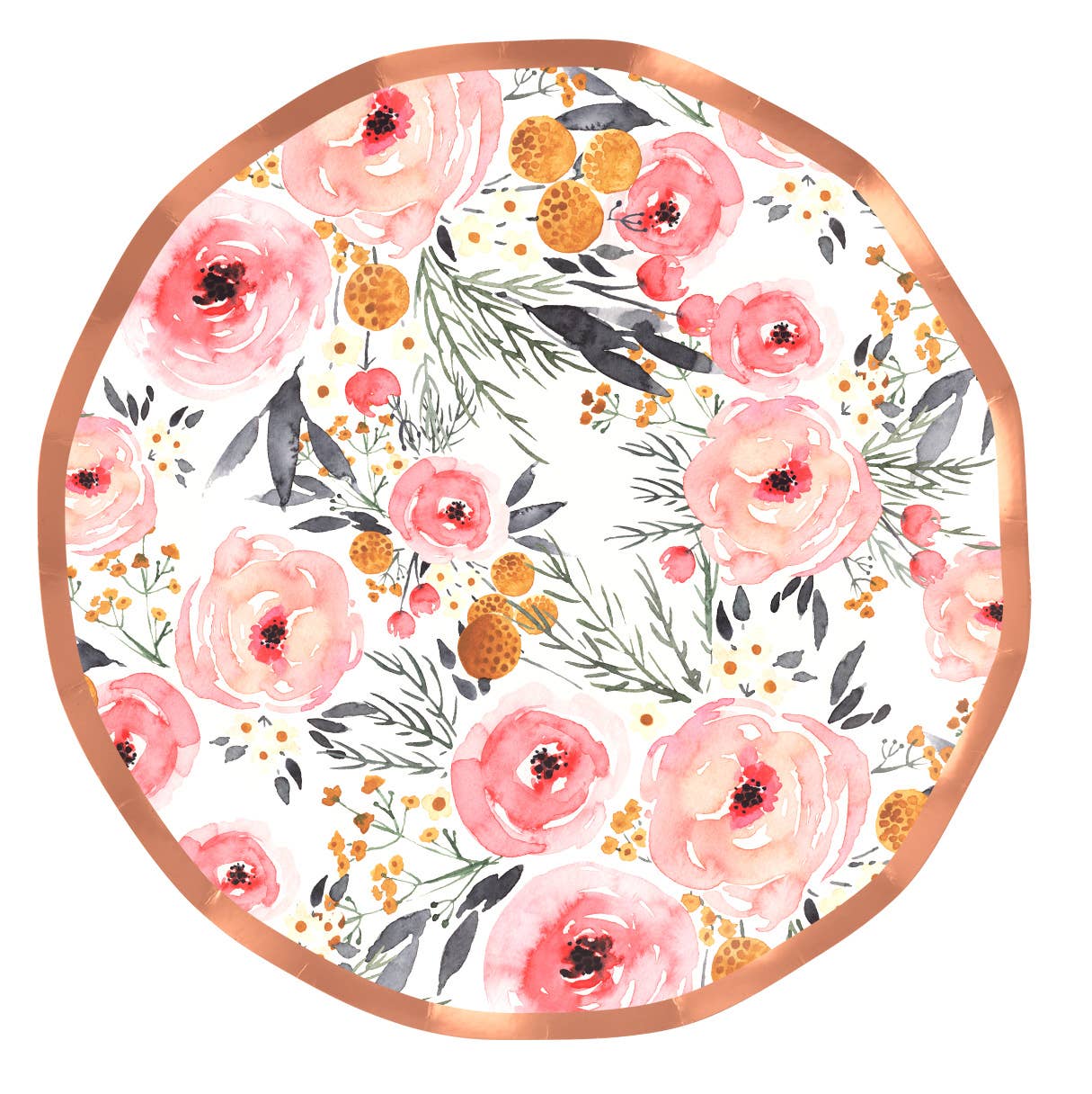 Wavy Blush Bouquet Paper Plates - Large