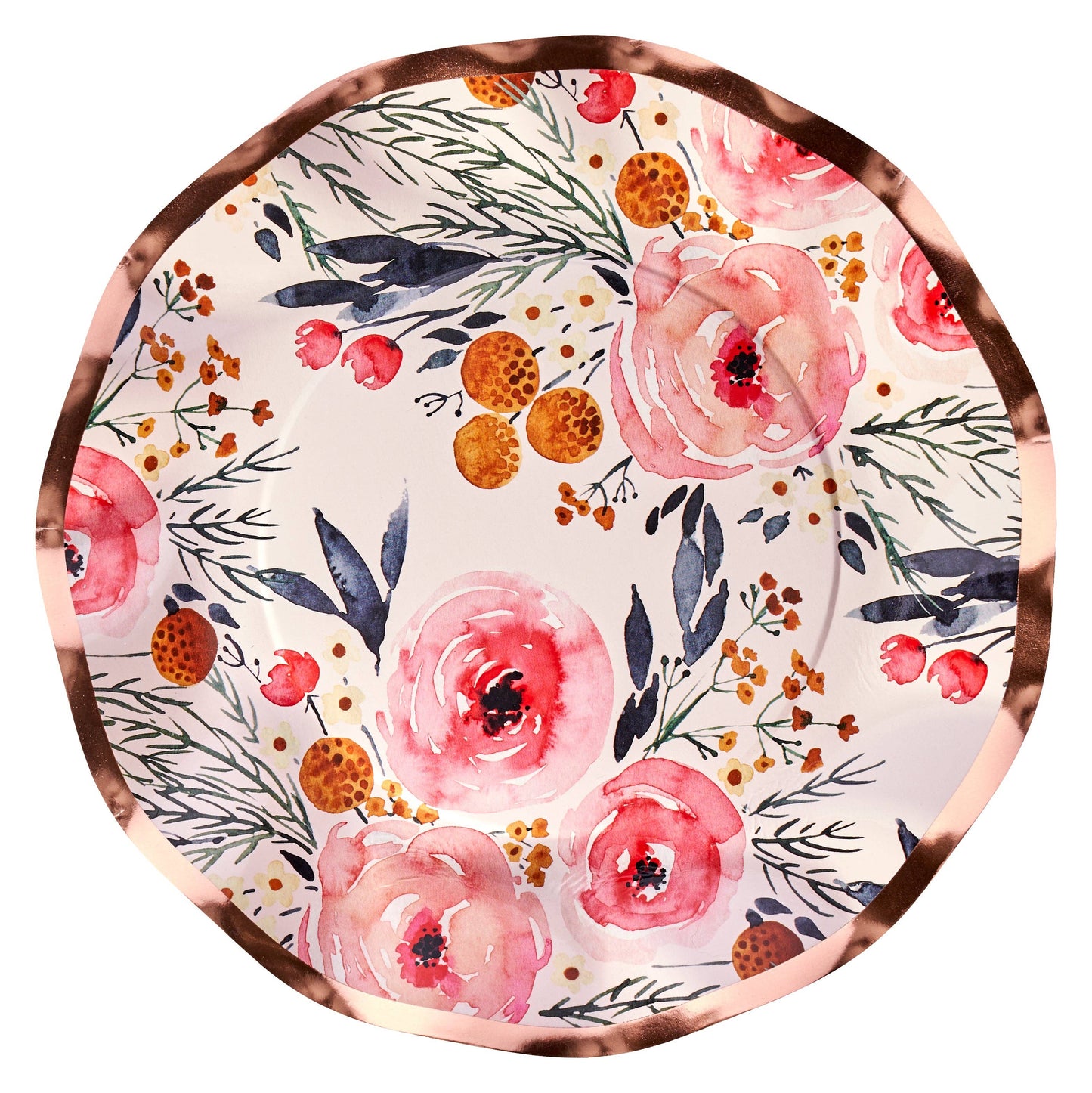 Wavy Blush Bouquet Paper Plates - Small
