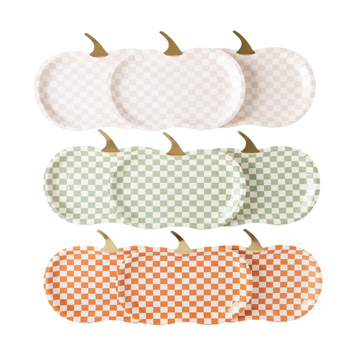 Checkered Pumpkin Plate Set