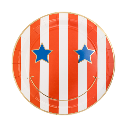 Star & Stripe Smiley Paper Plate Set