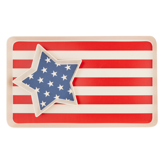 American Flag Stacked Reusable Serving Tray Set